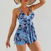 2026 Traje de baño de talla grande para exportación europea y americana, dividido, personalizado, sexy, transfronterizo, para vacaciones, falda de playa, retro, estampado floral
