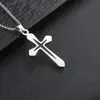 Collar Cruzado para Hombre Europeo y Americano Colgante de Cruz Brillante Dorado Cadena de Suéter de Acero Inoxidable Hip-Hop Joyería Venta al por Mayor Tendencia