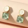 Pendientes Asimétricos de Color Contrastante Azul Fresco para Mujer, Pendientes Únicos de Diseño de Nicho de Lujo Ligero, Pendientes Elegantes y de Moda