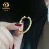 Pendientes de moissanita de plata S925, nuevos pendientes redondos microengarzados INS europeos y americanos, pendientes de personalidad sencilla de hip-hop europeos y americanos