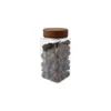 Garrafa Quadrada de 600ml com Tampa de Madeira de Acácia, Pote Selado de PET de Grau Alimentício para Chá de Flores, Chá Sanbao e Tônico de Casca de Tangerina