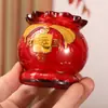 Copa de Vidrio con Forma de Cuenco del Tesoro Vela Roja Sin Humo Lámpara Eterna Doméstica de Interior para Adoración a Buda Vidrio A Prueba de Viento