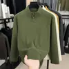 Sudadera pesada para hombre, simple y lujosa, con cuello alto y media cremallera, perfecta para otoño e invierno, color liso, cálida y elegante