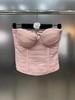 Estilo Deseo Puro Encaje Malla Plisado Varilla Ballena Correa de Belleza Almohadilla para el Pecho Top Tubo Diseño de Cremallera Trasera Chaleco de Ropa Interior para Mujer