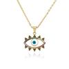 Collar con Colgante Ojo del Diablo Transfronterizo Europeo y Americano para Mujer Cadena de Suéter de Cobre Microincrustado Zirconio de Color Explosiones de Deseos