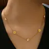 Collar de Acero Inoxidable con Trébol de Cuatro Hojas de la Suerte Incrustado con Circonita, Best-Seller Transfronterizo Europeo y Americano para Mujer, Cadena de Clavícula de Moda de Lujo Ligero de Nicho