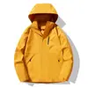Jaqueta corta-vento de camada única nova para primavera e outono, com capuz, não precisa passar, fácil de cuidar, respirável, bolsos com zíper, jaqueta corta-vento para atividades ao ar livre, masculina