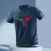 Comercio Exterior Verano Secado Rápido Seda de Hielo Transpirable Casual Cuello Redondo Camiseta Estampada para Hombre Tops de Manga Corta para Exteriores Fitness Running