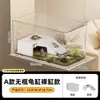 Aquário ecológico de plástico para peixes dourados com tampa transparente para sala de estar, pequeno tanque de mesa para paisagens de luxo, tanque para tartarugas