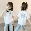 Camiseta de manga corta 100% algodón para niña 2026 nuevo estilo de verano camiseta de manga corta para niños pequeños y medianos fina elegante ropa para niños bebé moderna