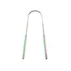 Raspador de Lengua de Acero Inoxidable Color Titanio Raspador de Lengua Herramienta de Limpieza de Recubrimiento Lingual Raspador de Lengua Oral Herramienta Raspadora de Recubrimiento Lingual Venta al por Mayor
