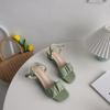 Sandalias de Tacón Grueso de Celebridad de Internet para Mujer Verano 2020 Nuevo Estilo de Hada Estilo Coreano Zapatos Plisados Casual Tacones Altos de Mujer
