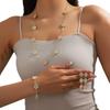 Collar de Trébol de Cuatro Hojas de Doble Cara Transfronterizo Moda de Lujo Ligero Colgante de Flor Dulce y Fresca Cadena para Clavícula Collar Adecuado para Niñas