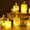 Acrílico sin base lágrimas de cristal transparente decoración creativa de ambiente festivo LED vela pequeña lámpara electrónica de cera de té