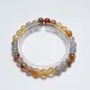 [Esmalte de Playa Poco Profundo] Pulsera de Cristal Súper Siete Negro Dorado Natural para Mujer La Más Fácil de Combinar Pulsera de Cristal Amarillo Torre Blanca Venta al por Mayor