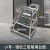 Carrito de Comedor Comercial KTV de Hotel de Tres Niveles de Acero Inoxidable y Vidrio Carrito para Bebidas Carrito de Entrega de Comida para Salones Privados de Restaurante Carrito de Mano para Pasteles