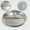 Plato de Cena de Acero Inoxidable Más Vendido Transfronterizo, Vajilla para Comida Complementaria Infantil, Ventosa de Silicona, Anticaídas, Aislante Térmico, Plato Dividido de Grado Alimenticio