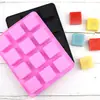 Molde de silicone para chocolate com 12 quadrados pares, molde para bolo, molde para assar à mão DIY, molde para sabão