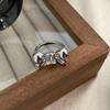 Anillo Estilo Coreano Dulce con Lazo paraMujeres, Anillo Liso de Moda Vintage con Circonita Microincrustada, Anillo Abierto Ajustable para el Dedo Índice