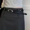 Pantalones Originales de Comercio Exterior de Tiro Bajo Nuevos con Cinturón Decorativo, Cinturón Único de Media Luna, Versátil Cinturón Negro de Cuero Estilo Coreano