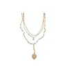 Collar con colgante de corazón redondo tachonado de diamantes, estilo dulce y fresco para mujer, cadena para suéter de diseño nicho, collar elegante y versátil de otoño/invierno