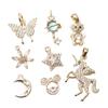 Pacote de 14K ouro micro incrustado acessórios de zircão floco de neve borboleta flor lua pingente diy colar brincos pingente material