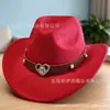 Chapéu de Cowboy Ocidental Amazon Chapéu de Estilo Étnico Tibetano Vendedor de Sucesso Transfronteiriço Chapéu Jazz Chapéu de Feltro com Aba Enrolada com Fivela de Cinto com Rebites