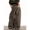 Pantalones de pierna ancha, rectos, finos, con caída, de corte holgado, cintura alta, para todas las estaciones, inspirados en Chanel, de color claro, para mujeres altas.