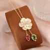 Versão Alta Shijia Idyllia Colar de Flores Coloridas para Mulheres Moda Europeia e Americana Pingente de Flor Multicor Corrente Clavicular Transfronteiriço