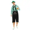 Fantasia Oktoberfest Masculina Alemã de Munique para Halloween Camisa Xadrez Macacão Chapéu de Cerveja Fantasia de Performance de Palco