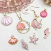 Serie Océano Rosa Estrella de Mar, Caballito de Mar, Concha DIY Aleación Esmalte Accesorios de Joyería Llavero Colgante Transfronterizo