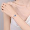Pulsera Xindeyi de Plata de Ley 925 con Moissanita, Brazalete Dorado Azul con Cadena Doble Ovalada, Elegante y Moderno, Adecuado para el Uso Diario