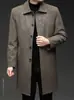 Chaqueta de Cuero Genuino para Hombre de Longitud Media con Solapa Acolchada de Terciopelo Grueso Chaqueta de Piel de Oveja con Forro Desmontable Abrigo de Terciopelo de Visón Ropa de Padre
