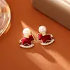Collar de Buena Suerte con Perlas de Agua Dulce Naturales y Perlas Rojas, Nuevos Aretes de Caballo del Zodiaco Estilo Chino para Mujer, Edición de Año Nuevo