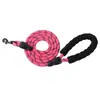 Suministros para mascotas: Correa reflectante, cuerda redonda de nylon multicolor, tamaño grande y mediano, a prueba de explosiones, correa para perro con mango de espuma