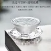 Taza de Té Martillada de Vidrio Estilo Japonés Kung Fu Taza de Té Juego de Té Taza para Té Sake con Platillo Café Vino Blanco Taza Sombrero de Bambú