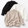 Otoño Invierno Comercio Exterior Ropa Infantil Suéter de Punto Vertical con Cuello Medio Alto Mezcla de Lana Color Sólido Tops para Niños y Niñas Transfronterizo