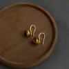Brincos Vintage Maillard Olho de Tigre Femininos Niche Feitos à Mão Franceses Leve Luxo Brincos Versáteis Moda Brincos de Alta Qualidade