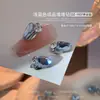 Taladro de uñas de pila azul claro joyería de uñas azul brillante cristal azul almohada de azúcar cuadrado rectangular hacha gorda cuadrada taladro de uñas de pila terminado