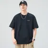 Nueva Camiseta de Manga Corta Pesada para Hombre 2026, Corte Holgado, Tallas Grandes, Marca de Moda, Estilo Ins, Ropa de Verano Fina para Hombre con Estampado de Media Manga
