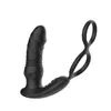 Duplo anel de bloqueio de sêmen telescópico câmara posterior massageador de próstata controle remoto telescópica câmara posterior plug anal vibrador brinquedos sexuais