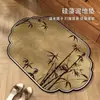 Nueva Alfombrilla Absorbente para Suelo de Baño Estilo Chino Barro de Diatomeas Estilo Nacional Bambú Alfombrilla para Entrada Puerta de Baño Antideslizante Secado Rápido Alfombrilla para Pies