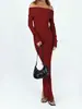 Site Independente da Amazon Novo Vestido Feminino de Cruzamento Europeu e Americano Primavera e Outono Ombro a Ombro Slim Sexy Bodycon