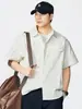 Ropa para Hombre Fengshe / Camisa de manga corta para hombre con cuello de solapa, estilo retro japonés, versátil, casual, chaqueta tipo camisa simple para adolescentes