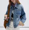 Jaqueta Jeans Feminina 2026 Outono Novo Estilo Petite Solta Modeladora Design Patchwork Top