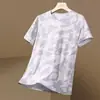Camiseta de seda gelada de verão masculina gola redonda cor sólida secagem rápida roupas manga curta masculina esportiva solta fina respirável camiseta de meia-manga