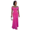 C7660 Transfronterizo Aliexpress Amazon Moda Europea y Americana para Mujer Sexy Color Sólido Malla Tubo Vestido Bodycon
