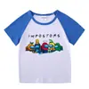 2023 Novas roupas infantis, camiseta de manga curta para crianças, verão, meninos e meninas, camisa de base raglan, camiseta de meia manga para bebês, top infantil