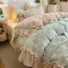 Juego de cama de cuatro piezas Clase A de colcha de terciopelo de leche, terciopelo engrosado, terciopelo coral de invierno, sábana de cama de alto peso, funda de edredón, juego de ropa de cama de tres piezas 4