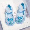 Nuevos Zapatos Infantiles Primavera 2025 Venta al por mayor Niñas Lazo de Pedrería Niño Mediano Dibujos Animados Lindos Luces Intermitentes Zapatos de Princesa